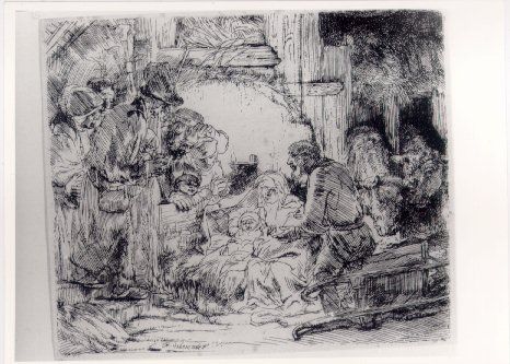 The adoration of the sheperds with the lamp by REMBRANDT Harmenszoon van Rijn