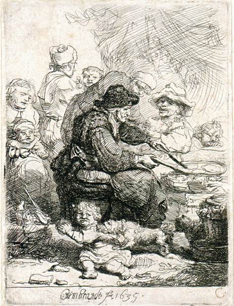 The pancake woman by REMBRANDT Harmenszoon van Rijn