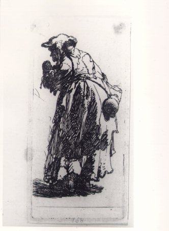 Old beggar woman with a gourd by REMBRANDT Harmenszoon van Rijn